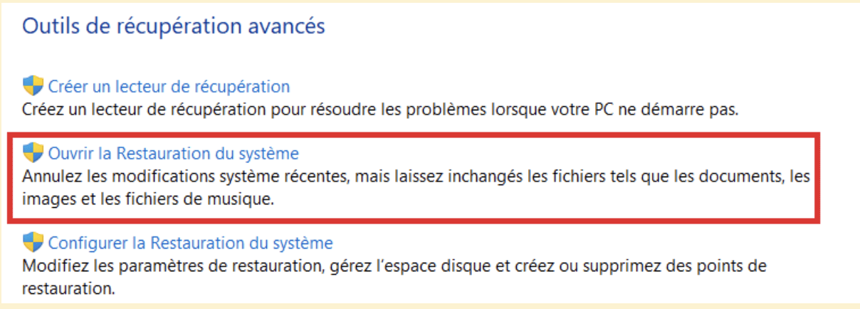 restauration système