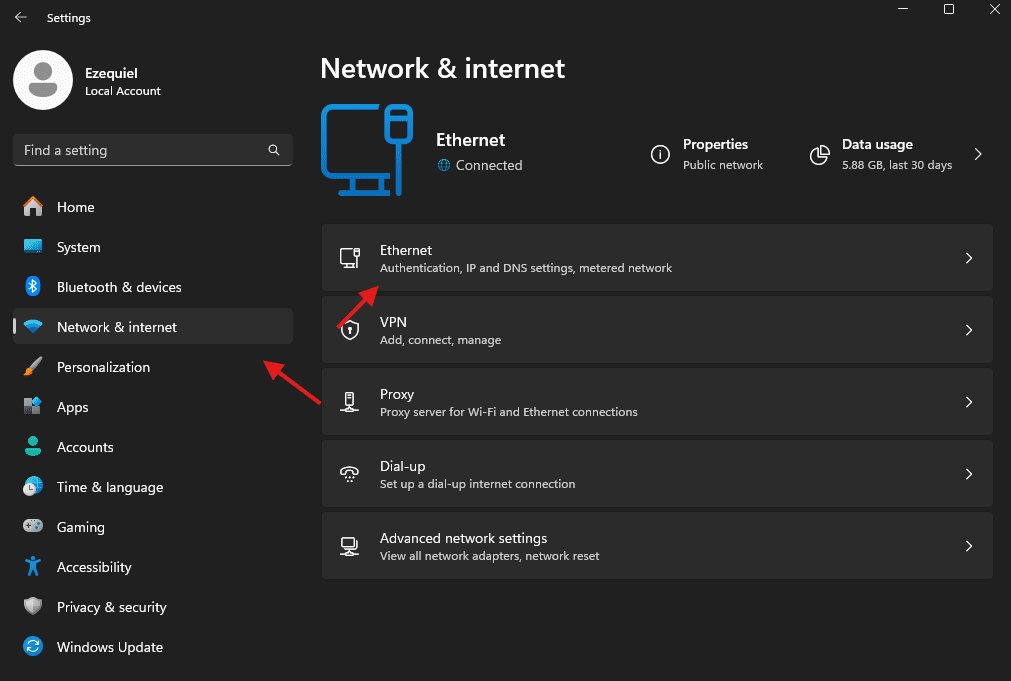 Select Your Internet Connection On The Right
