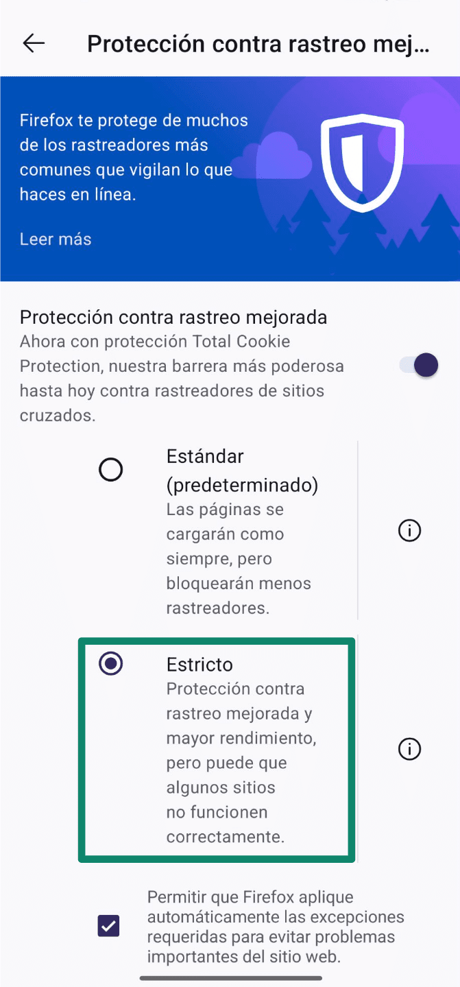 Make Sure Strict Is Selected Es