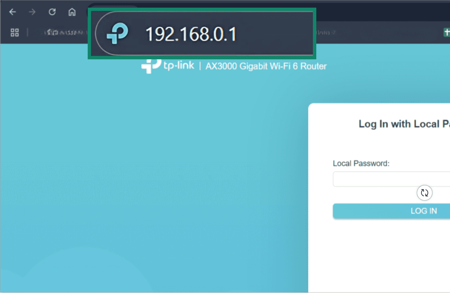 Enter your router IP address to access it