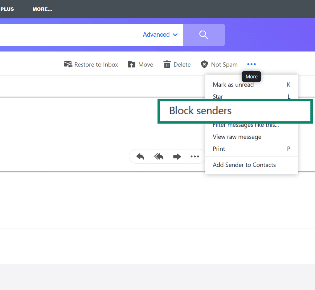 Yahoo's block senders options.