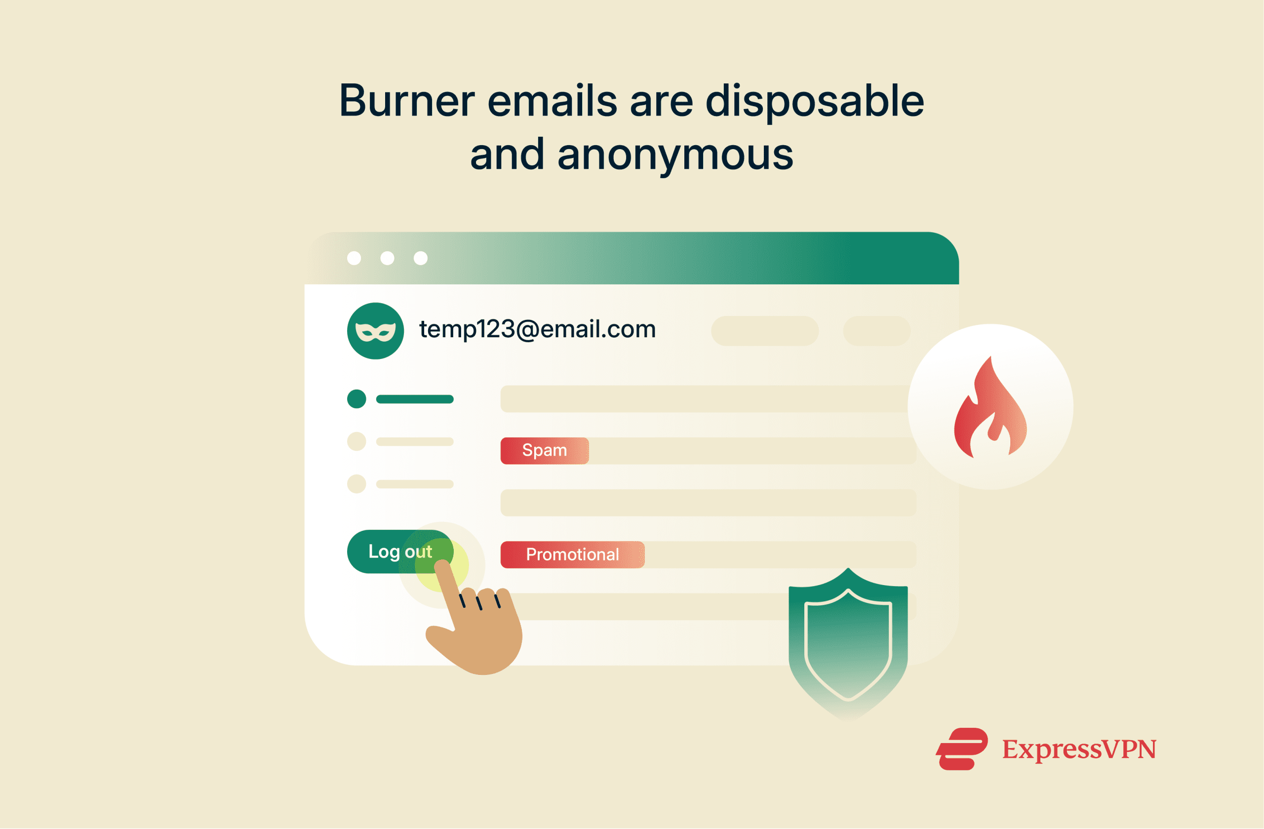 Illustration showing benefits of a burner email.