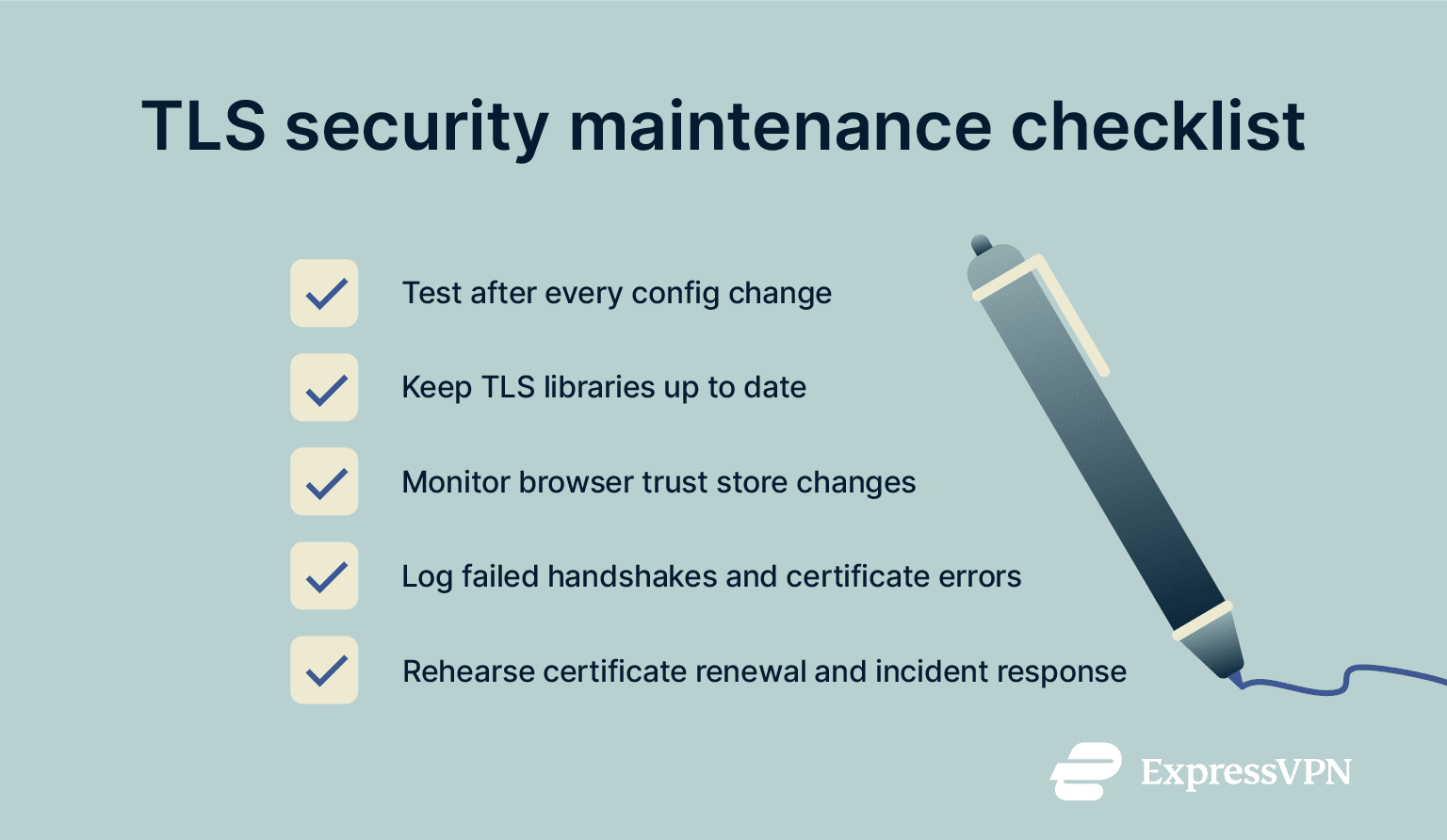 TLS security maintenance checklist.