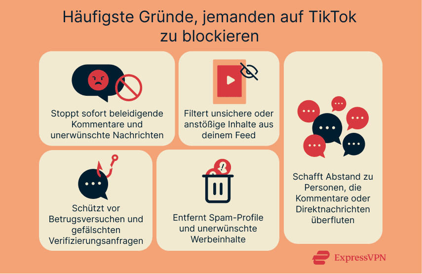 Visual showing the top reasons to block someone on TikTok.
