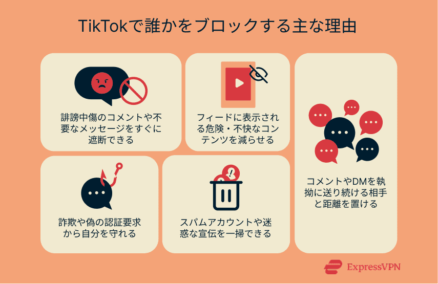 Visual showing the top reasons to block someone on TikTok.