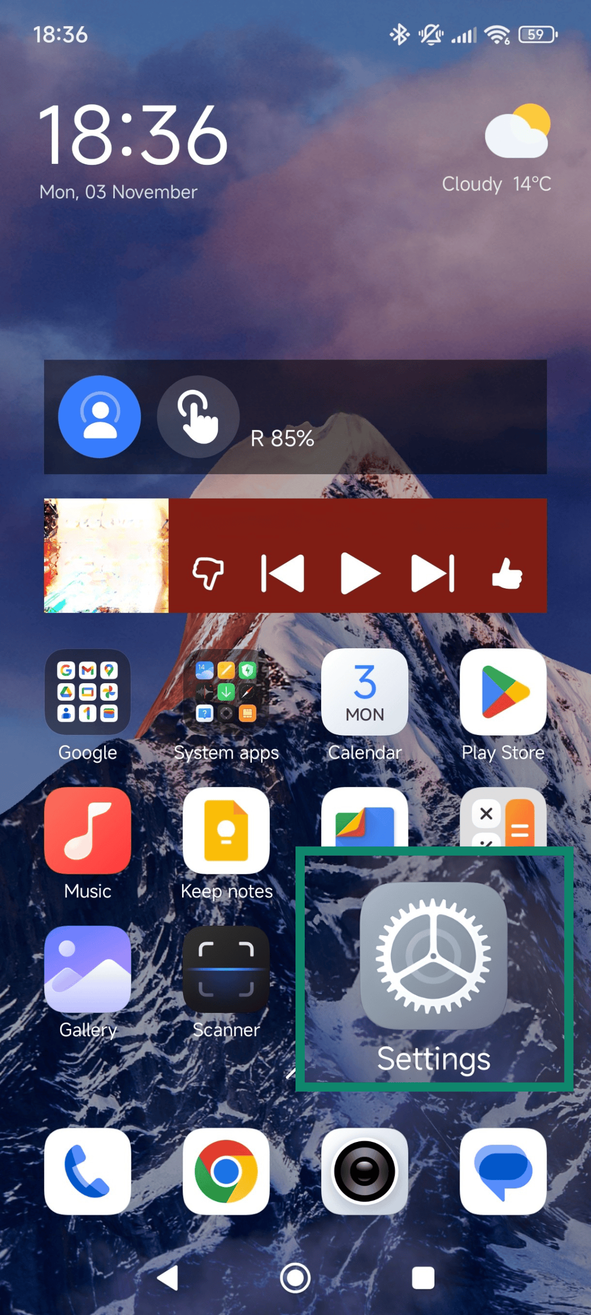Android home screen.