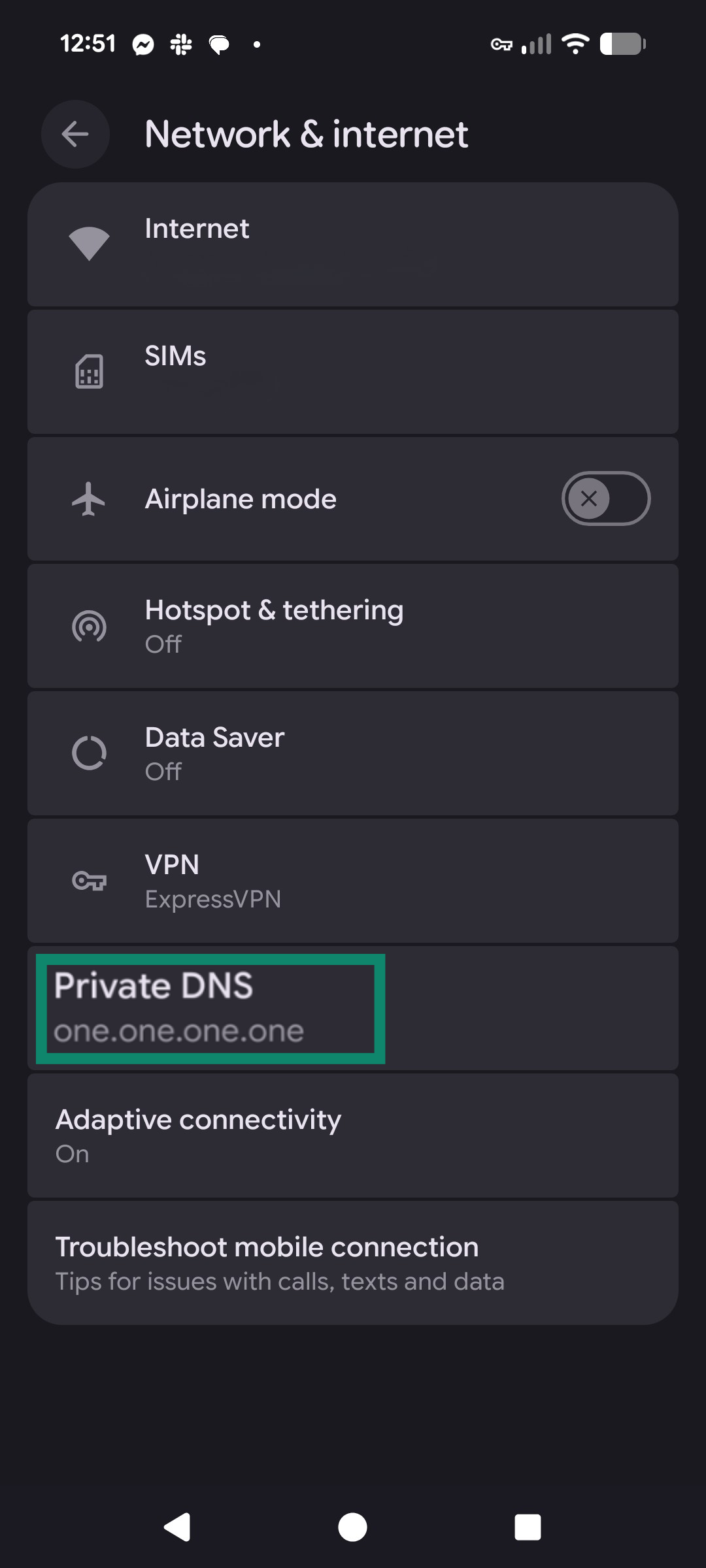 Open your Private DNS menu.