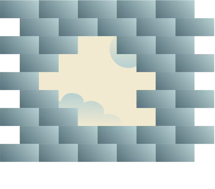 Mur de briques brisé.