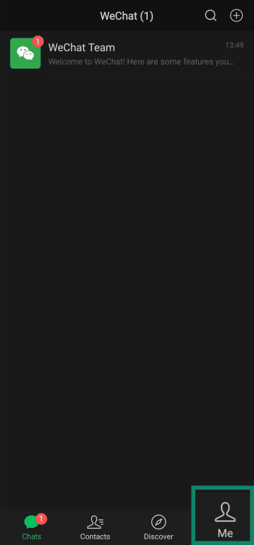 Accessing the profile menu in the WeChat app.