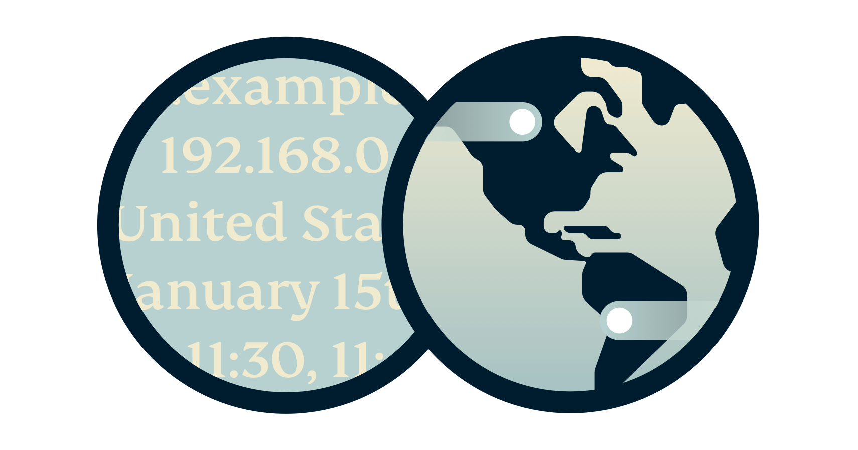 Globe à côté des adresses IP et des URL.