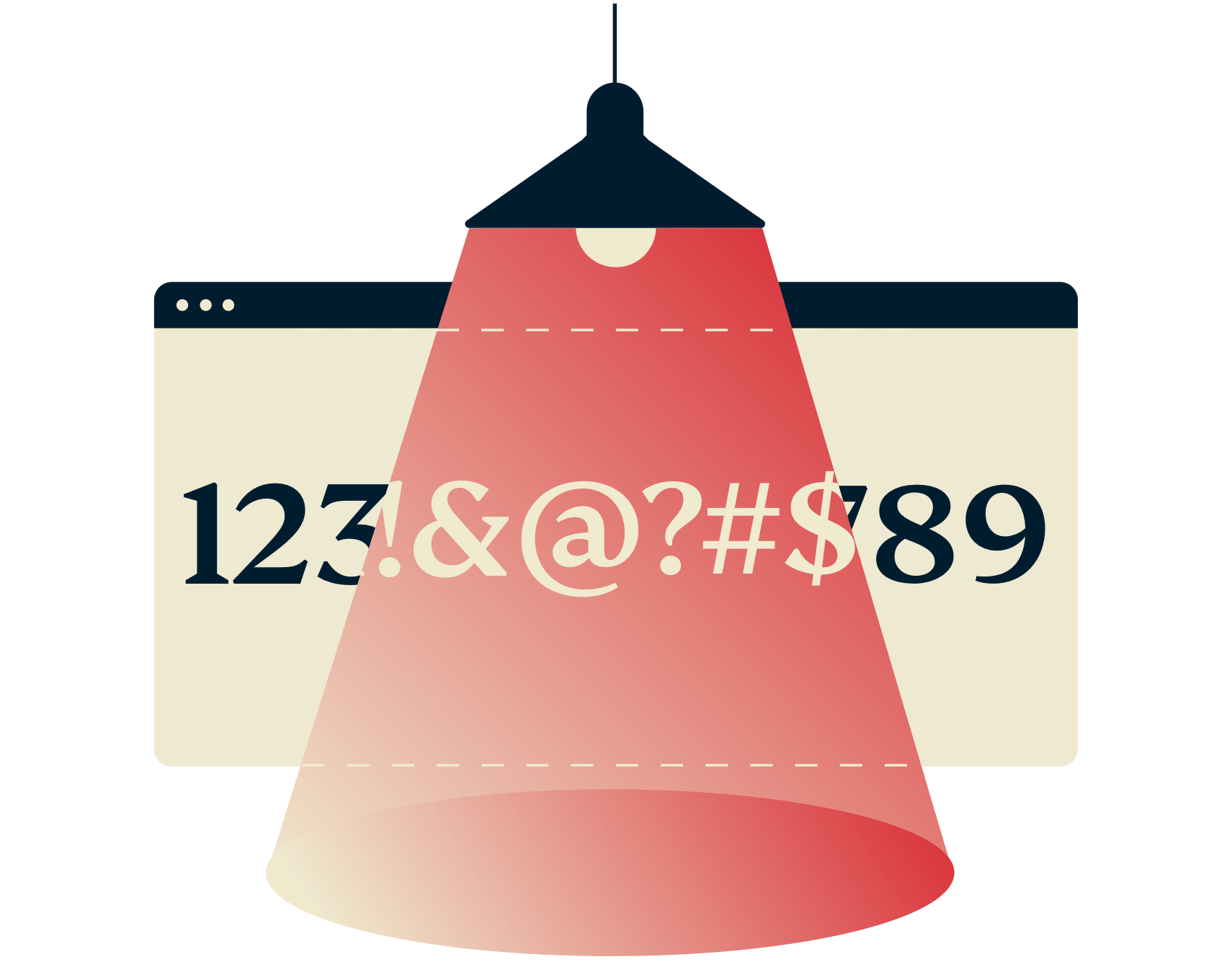 Lampe montrant un texte crypté.