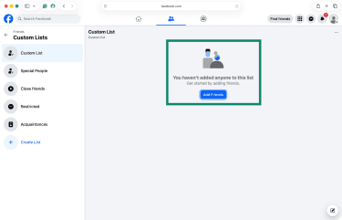 Adding people to a custom friends list on Facebook.