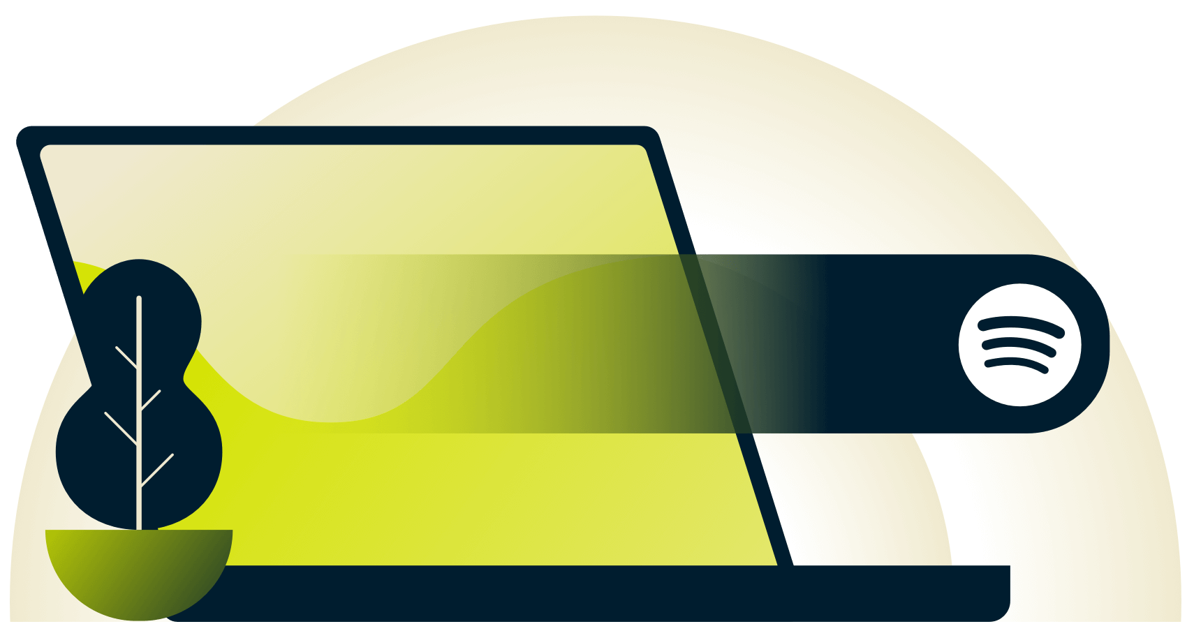 Geste de balayage sur un écran d'un ordinateur portable avec le logo Spotify.