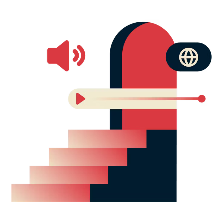 Des escaliers menant à une porte ouverte représentant un accès (streaming).