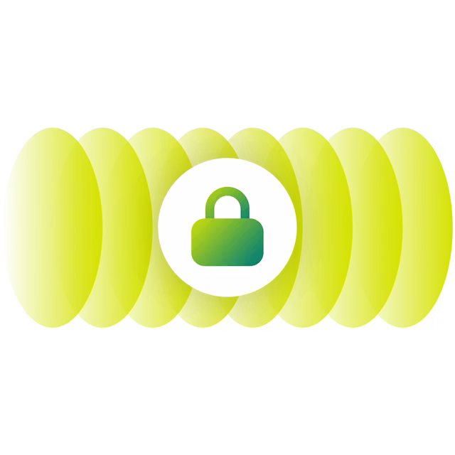 Ondulation verte avec une fermeture sécurisée.