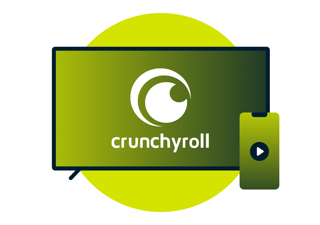 Écran de télévision avec le logo Crunchyroll.
