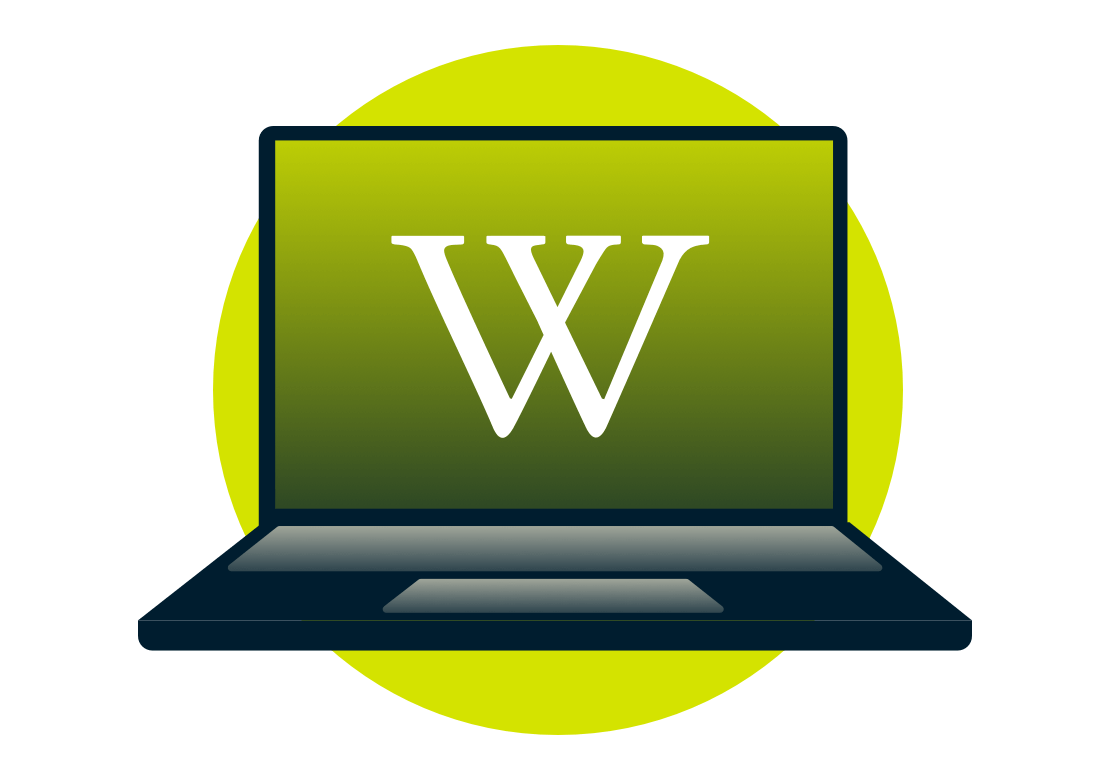 Le logo de Wikipédia sur un écran d'ordinateur portable.