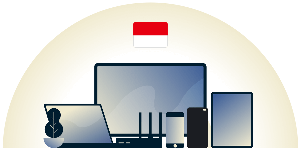 VPN pour l'Indonésie protégeant une variété de dispositifs.
