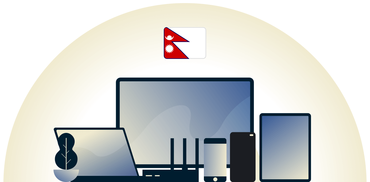 VPN Nepal protegendo uma variedade de dispositivos.