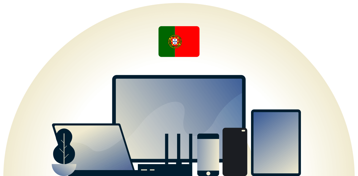 VPN pour le Portugal protégeant une variété de dispositifs.
