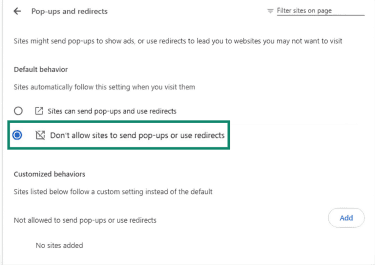 How to block website pop-ups and redirects in Chrome.