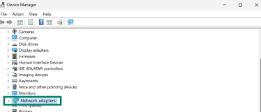 The Windows 11 device manager is open, and Network Adapters is highlighted.