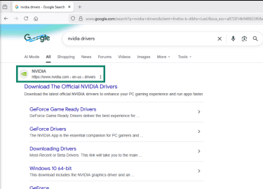 Finding driver updates for a graphics card on Windows.